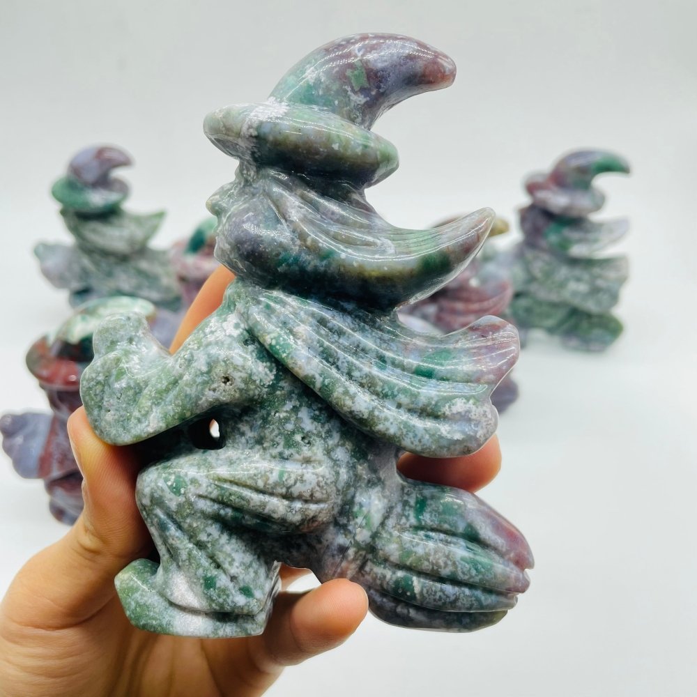 8 Pieces Ocean Jasper Witch Riding A Broom Hand Carving -Wholesale Crystals