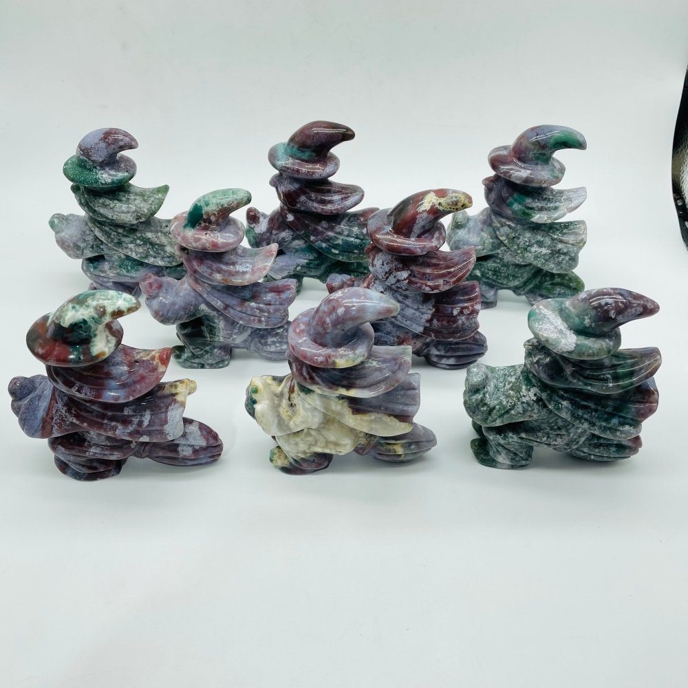 8 Pieces Ocean Jasper Witch Riding A Broom Hand Carving -Wholesale Crystals