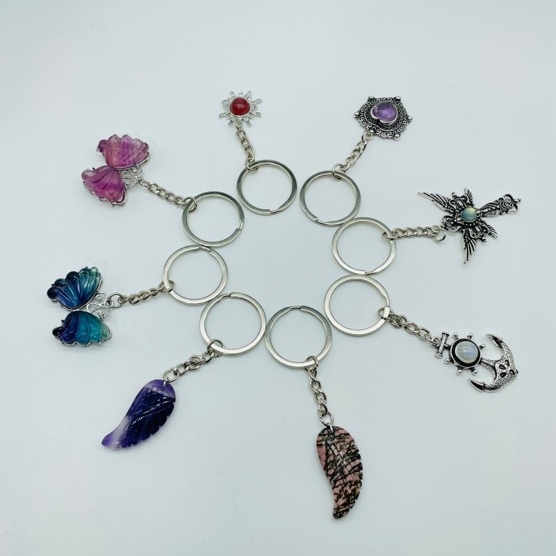 8 Types Crystal Keychain Stone Carving Wholesale Wing Heart Shape -Wholesale Crystals