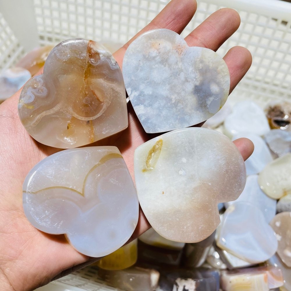 84 Pieces Sakura Flower Agate Heart -Wholesale Crystals