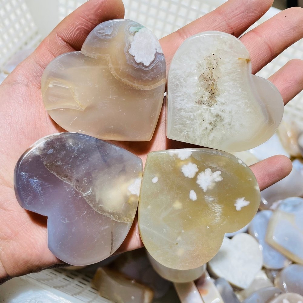 84 Pieces Sakura Flower Agate Heart -Wholesale Crystals