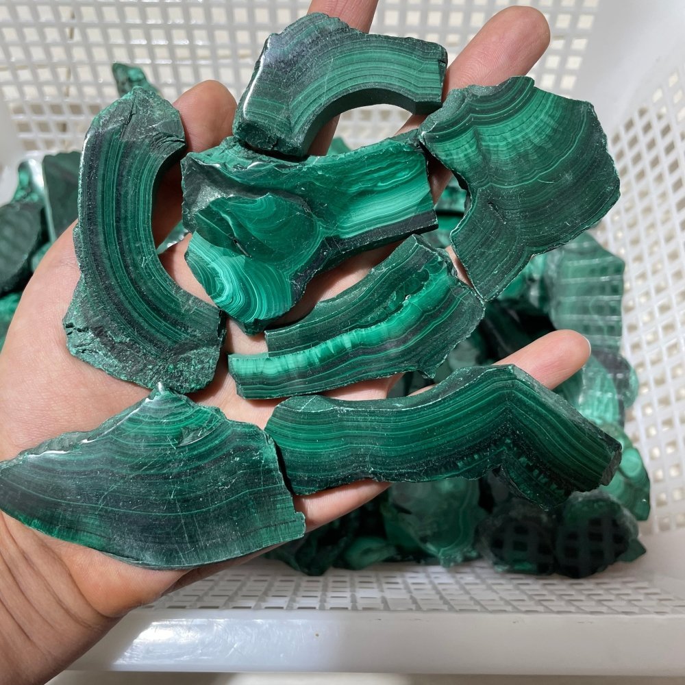 85 Pieces Small Polished Malachite Slab -Wholesale Crystals