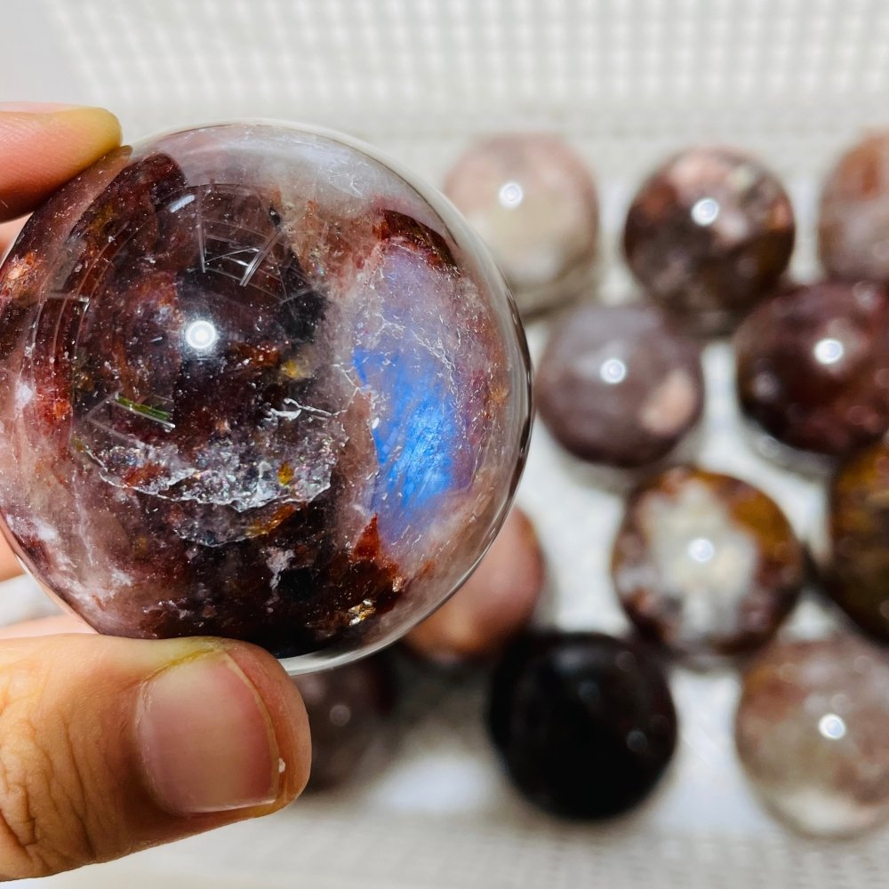 17 Pieces Fire Quartz Mixed Moonstone Spheres -Wholesale Crystals