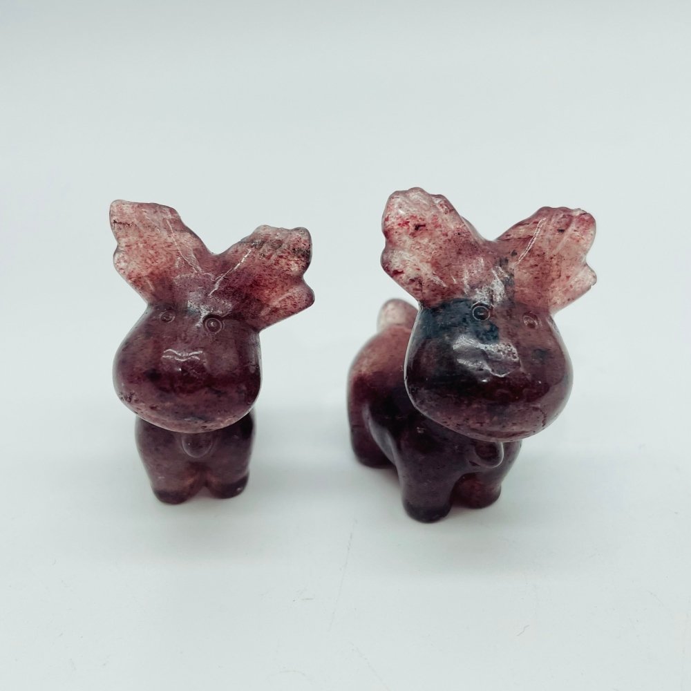 8Types Christmas Moose Carving Crystal Wholesale Lepidolite Pyrite -Wholesale Crystals