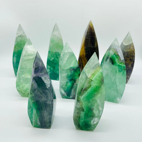 9 Pieces High Quality Large Rainbow Fluorite Flame Mixed Color -Wholesale Crystals