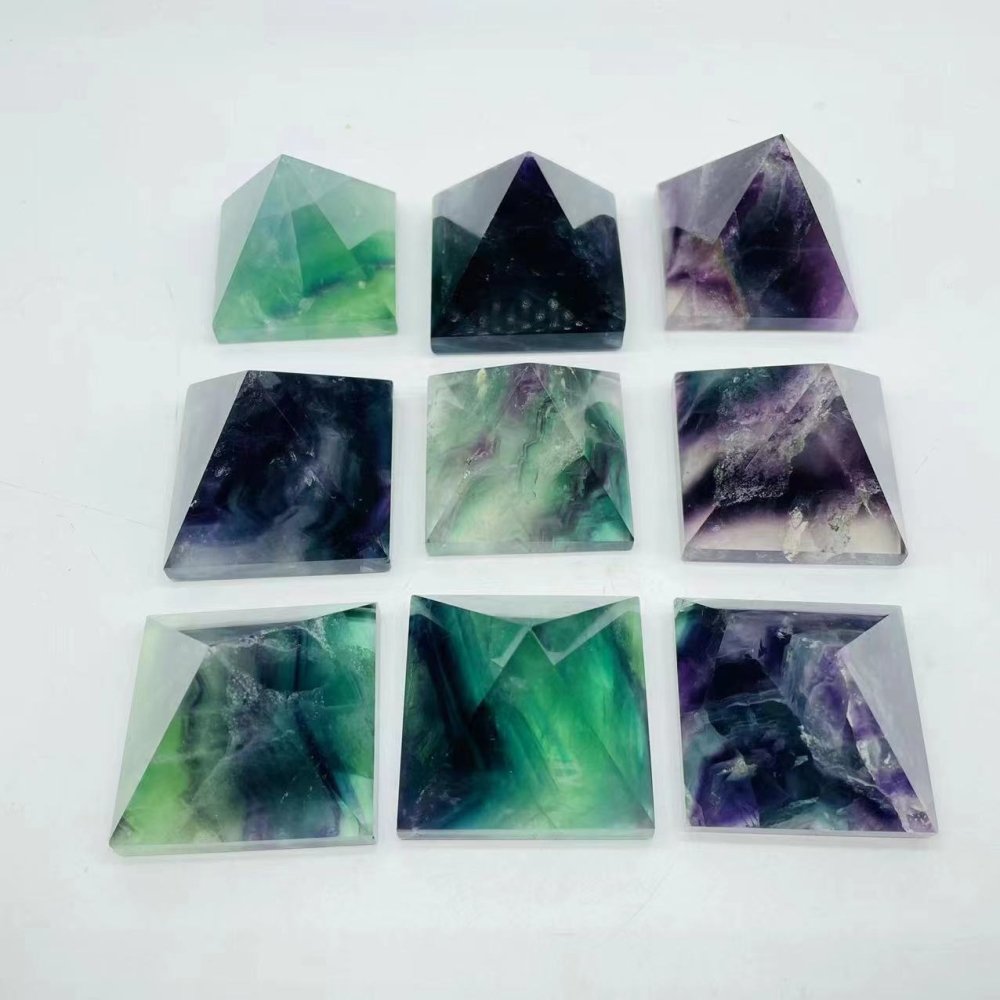 9 Pieces High Quality Rainbow Fluorite Pyramid -Wholesale Crystals