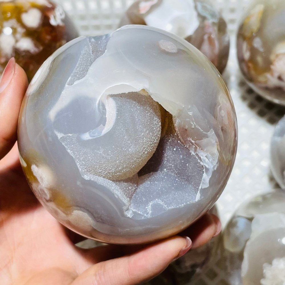 9 Pieces High Quality Sakura Agate Geode Spheres -Wholesale Crystals