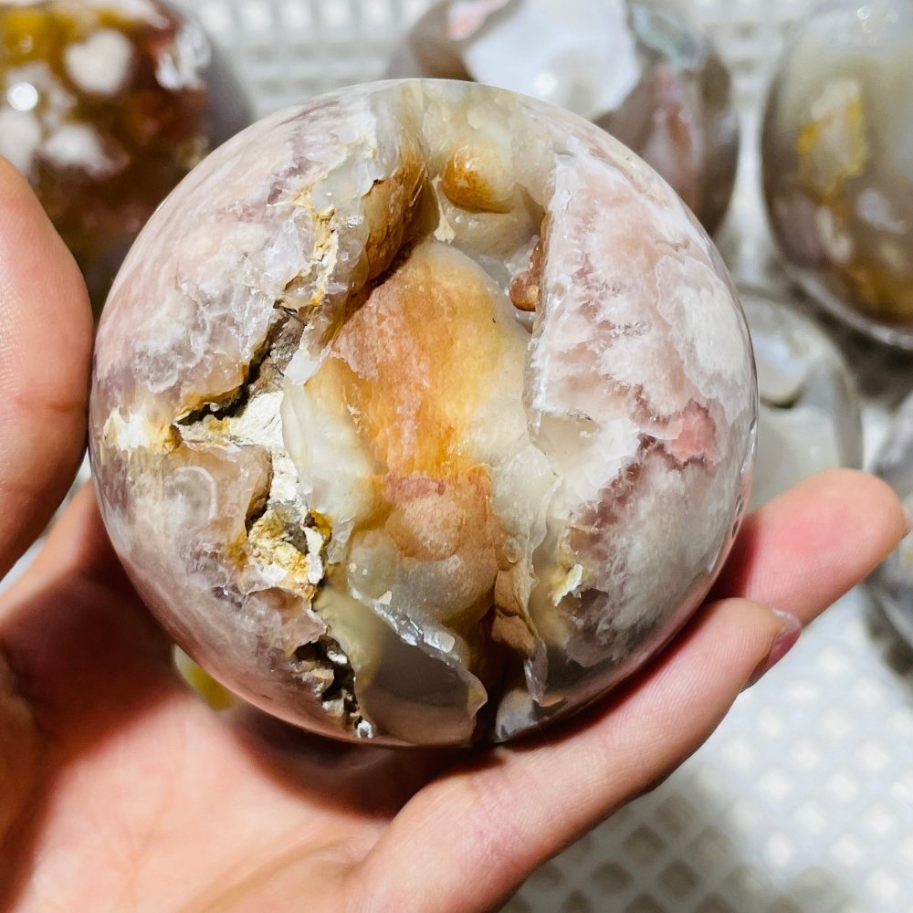 9 Pieces High Quality Sakura Agate Geode Spheres -Wholesale Crystals