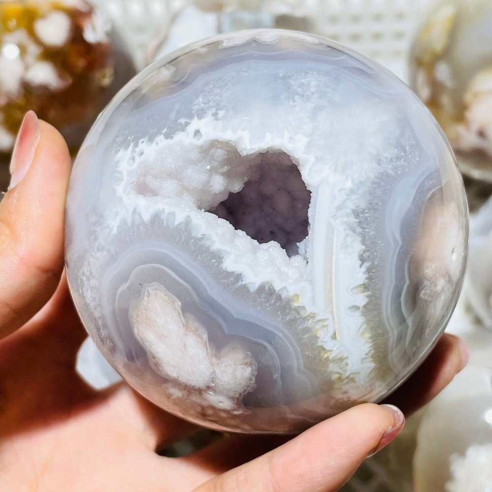9 Pieces High Quality Sakura Agate Geode Spheres -Wholesale Crystals