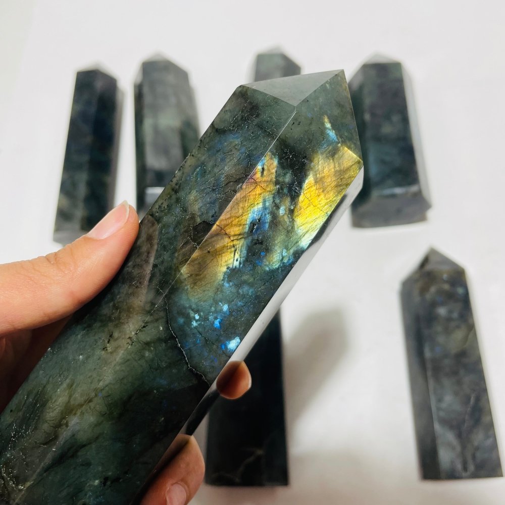 9 Pieces Large Labradorite Tower Point Clearance -Wholesale Crystals