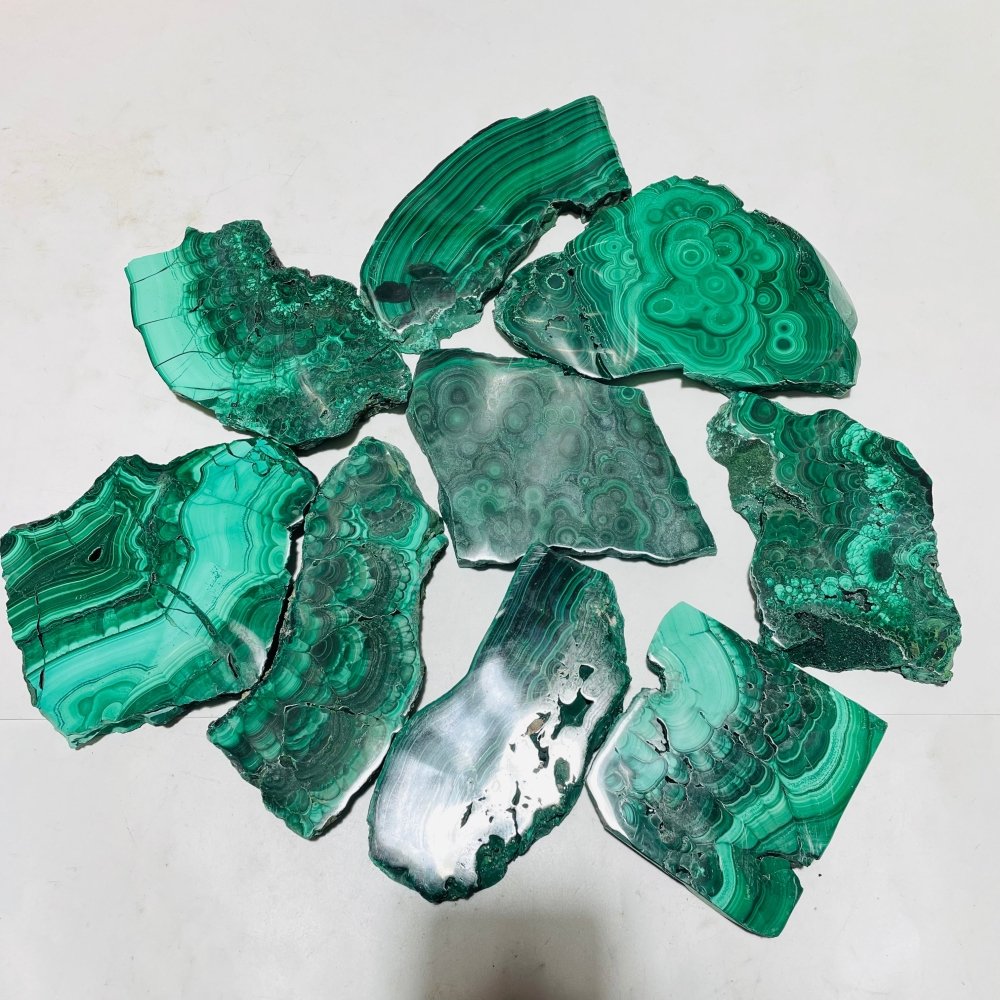 9 Pieces Large Polished Malachite Slab -Wholesale Crystals