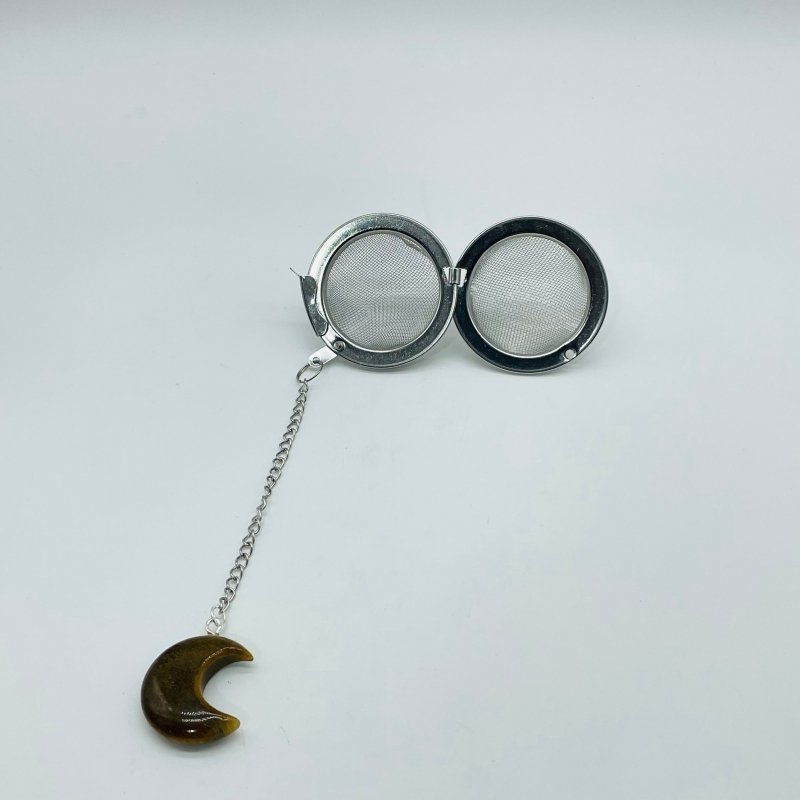 9 Types Crystal Moon 304 Stainless Steel Tea Leak Proof Mesh Filter With Chain - Wholesale Crystals