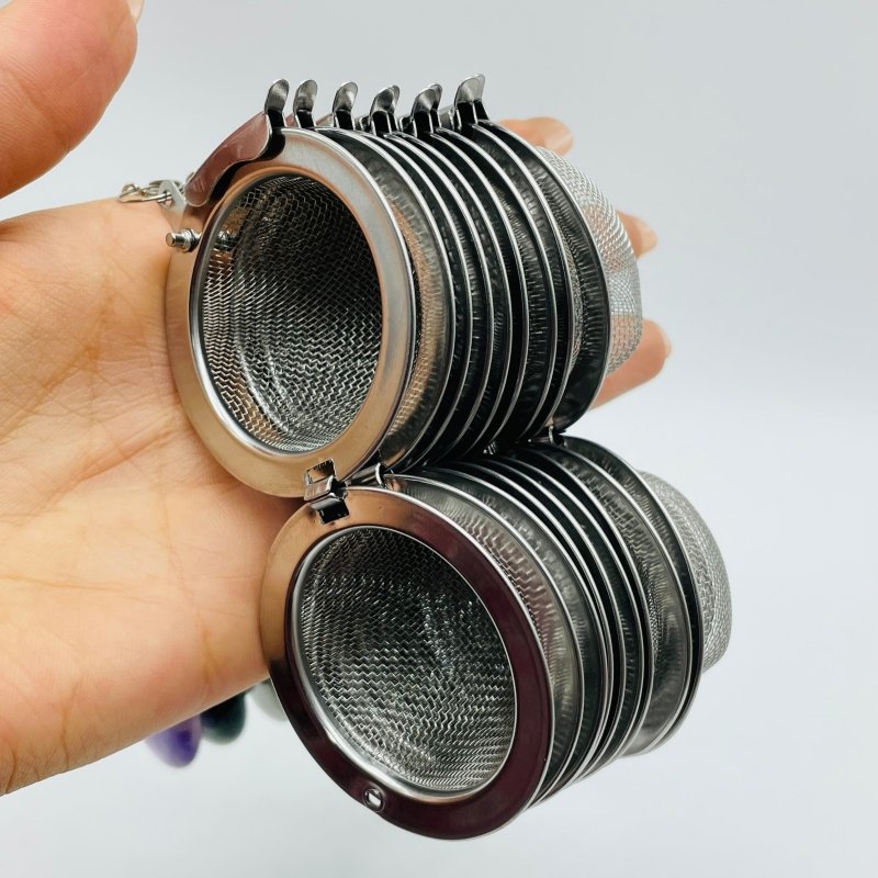 9 Types Crystal Moon 304 Stainless Steel Tea Leak Proof Mesh Filter With Chain - Wholesale Crystals