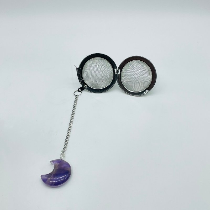 9 Types Crystal Moon 304 Stainless Steel Tea Leak Proof Mesh Filter With Chain - Wholesale Crystals