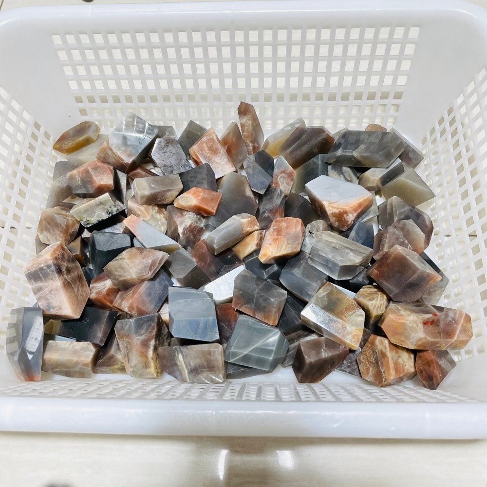 90 Pieces Black Rainbow Sun Stone With Hematite Free Form -Wholesale Crystals