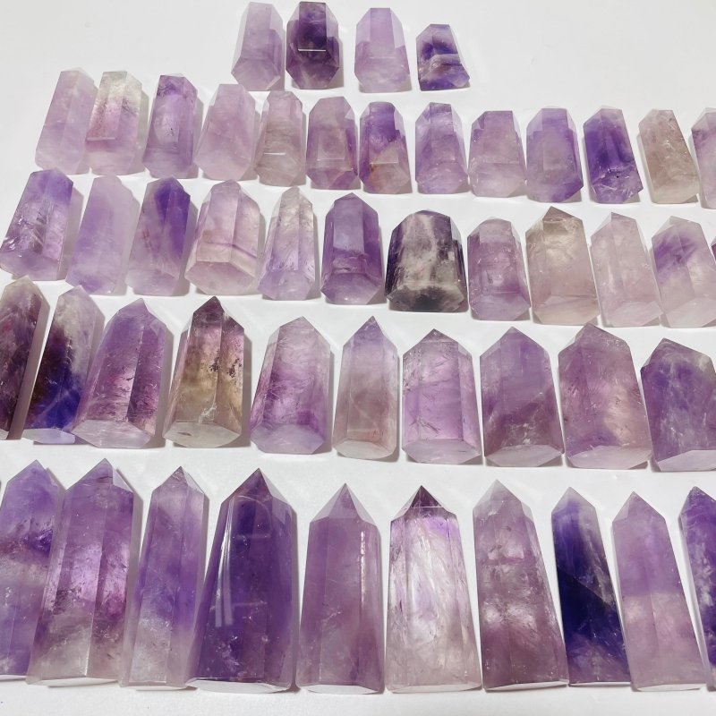 52 Pieces Fat Light Purple Lavender Amethyst Points -Wholesale Crystals