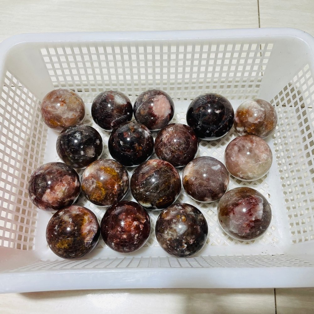 17 Pieces Fire Quartz Mixed Moonstone Spheres -Wholesale Crystals