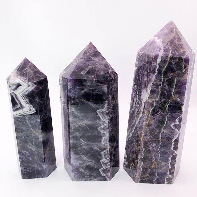 High quality large amethyst chevron tower -Wholesale Crystals
