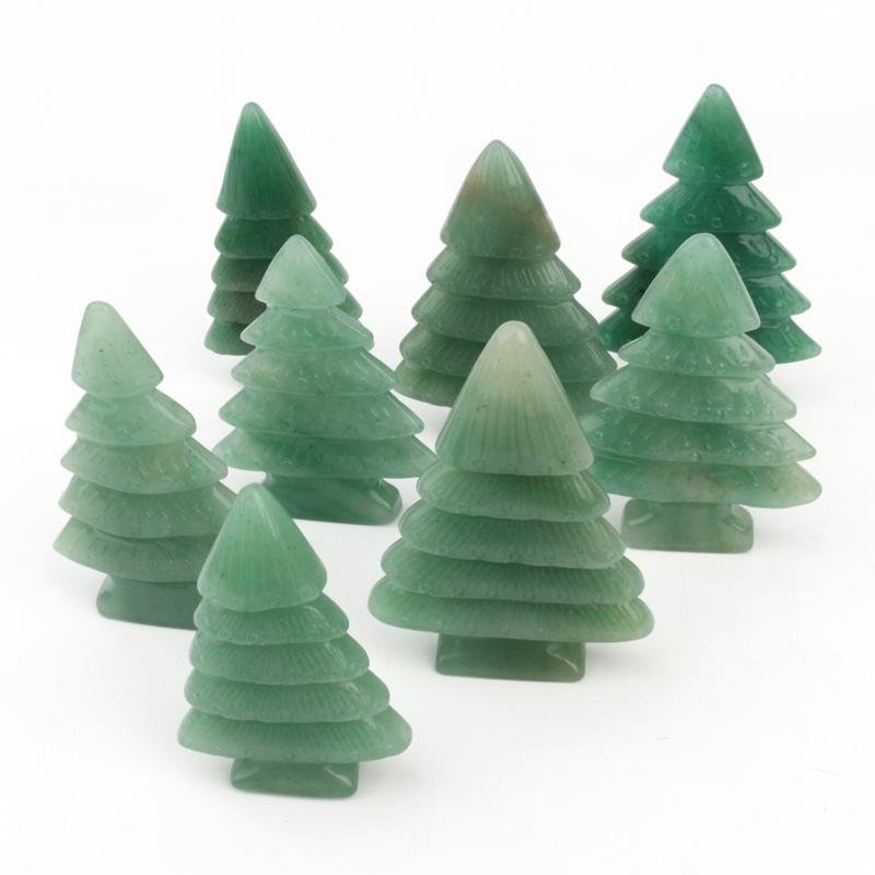 green aventurine polished carved Christmas tree -Wholesale Crystals