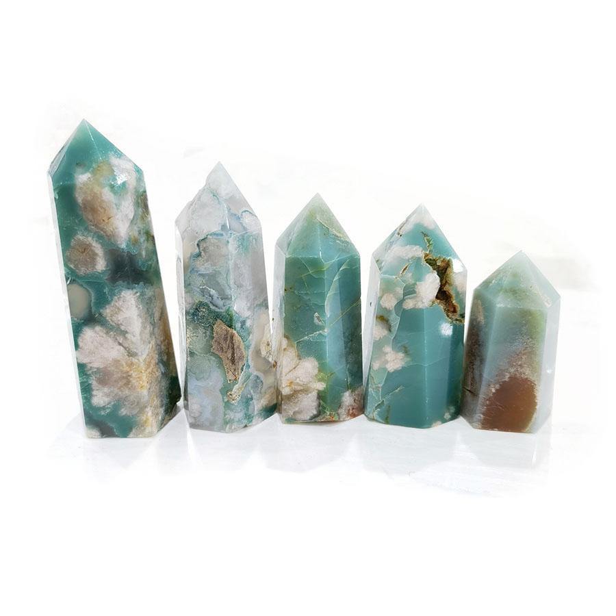 Green Sakura Agate Point Rare -Wholesale Crystals