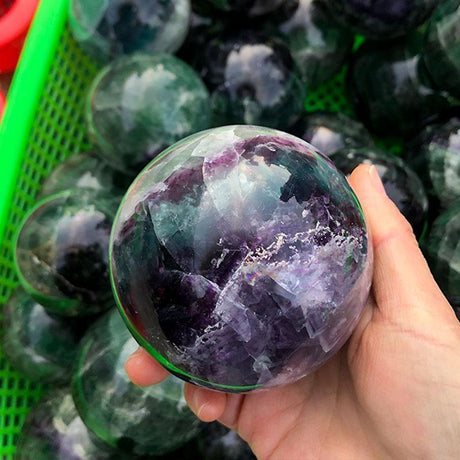 Green and Purple Fluorite Crystal Sphere -Wholesale Crystals