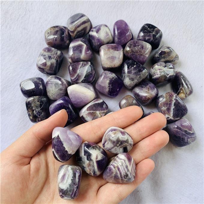 polished amethyst chevron tumbled stones -Wholesale Crystals