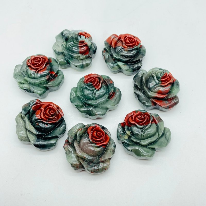 Africa Blood Stone Red Rose Flower Carving Wholesale -Wholesale Crystals