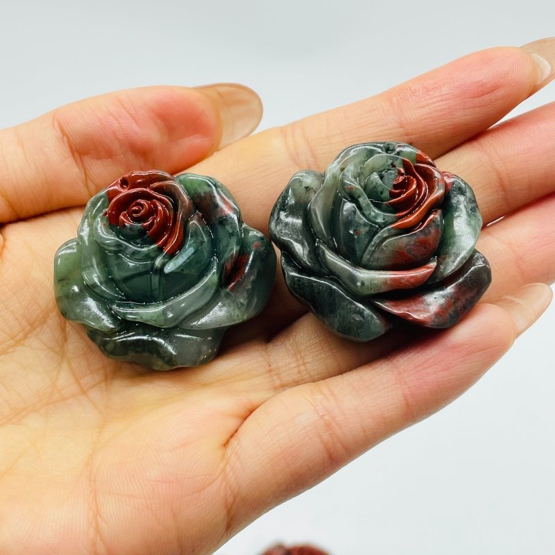 Africa Blood Stone Red Rose Flower Carving Wholesale -Wholesale Crystals