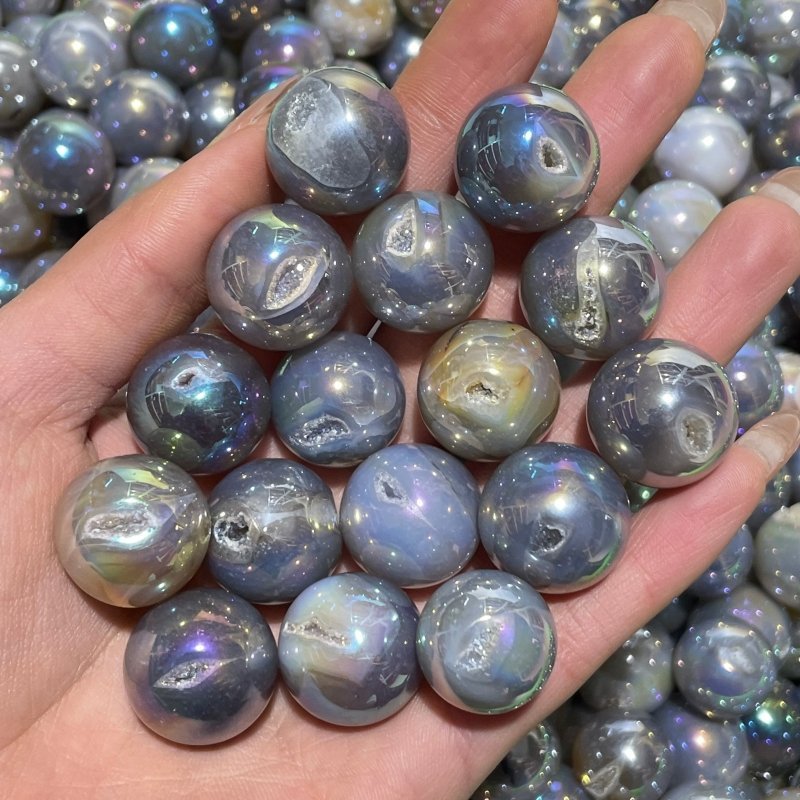 Aura Mini Geode Druzy Agate Spheres Wholesale - Wholesale Crystals