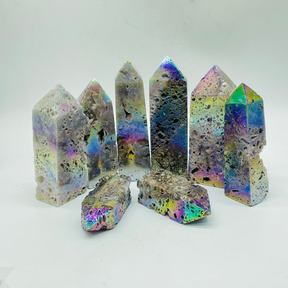 Aura Sphalerite Geode Quartz Four-Sided Tower Points Wholesale -Wholesale Crystals