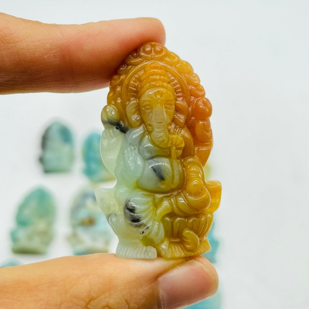 12 Pieces High Quality Caribbean Calcite Ganesha Carving -Wholesale Crystals