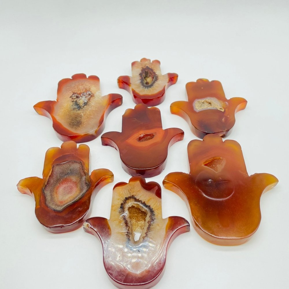 Beautiful Carnelian Geode Hamsa Hand Carving Crystal Wholesale -Wholesale Crystals