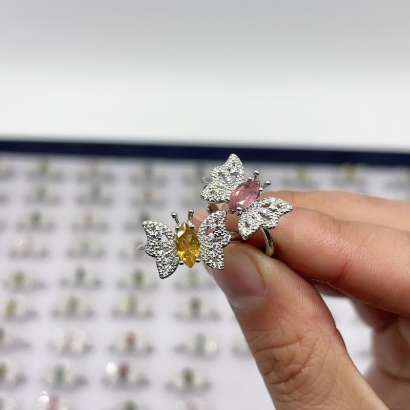Beautiful Colorful Tourmaline Butterfly Ring Wholesale -Wholesale Crystals