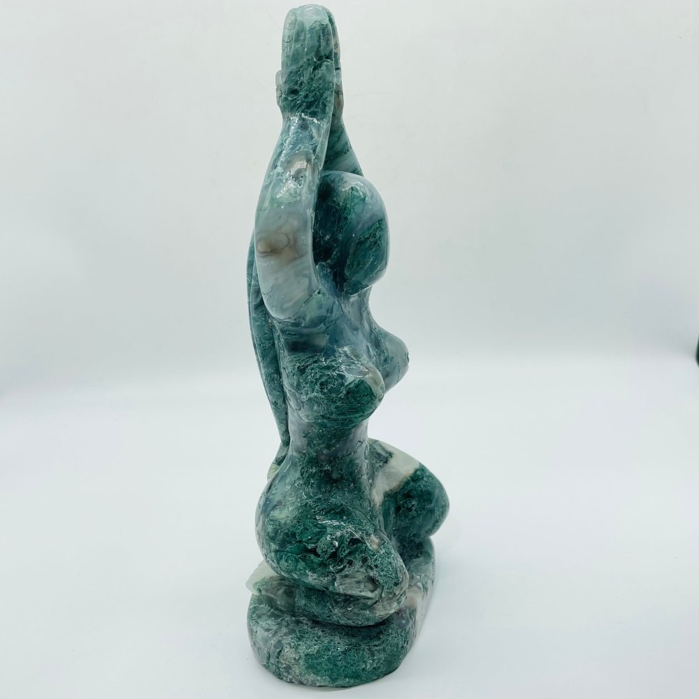 Beautiful Green Moss Agate Large Goddess Carving -Wholesale Crystals