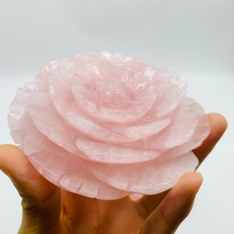 Beautiful Large Rose Quartz Flower Carving Wholesale -Wholesale Crystals