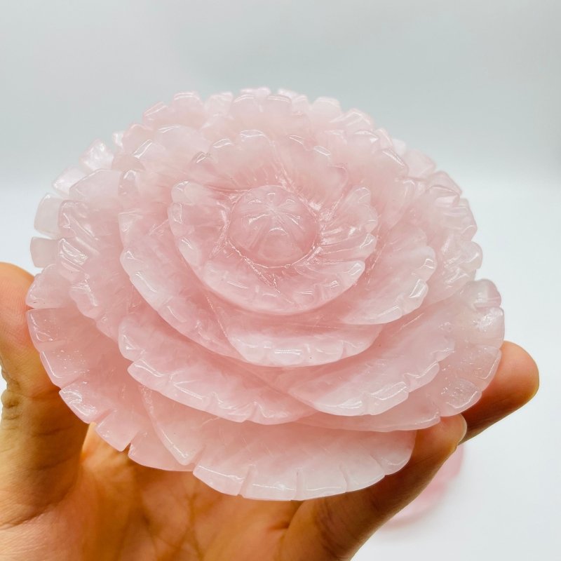 Beautiful Large Rose Quartz Flower Carving Wholesale -Wholesale Crystals