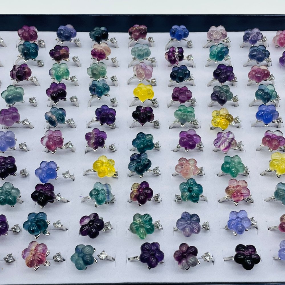 Beautiful Rainbow Fluorite Flower Ring Wholesale -Wholesale Crystals
