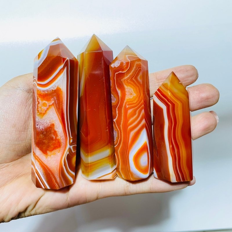 Beautiful Red Carnelian Stripe Tower Point Crystal Wholesale -Wholesale Crystals