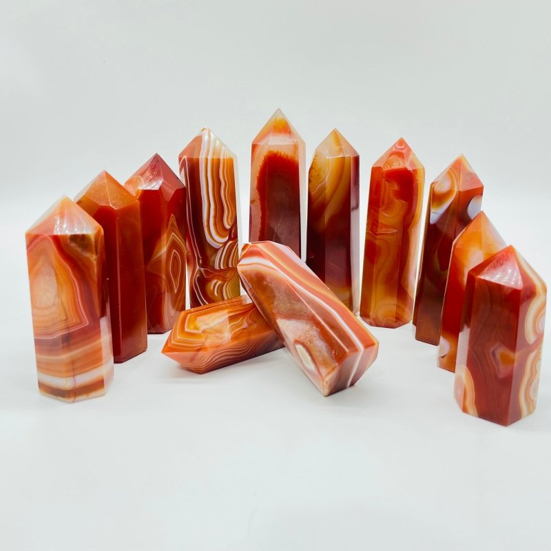 Beautiful Red Carnelian Stripe Tower Point Crystal Wholesale -Wholesale Crystals