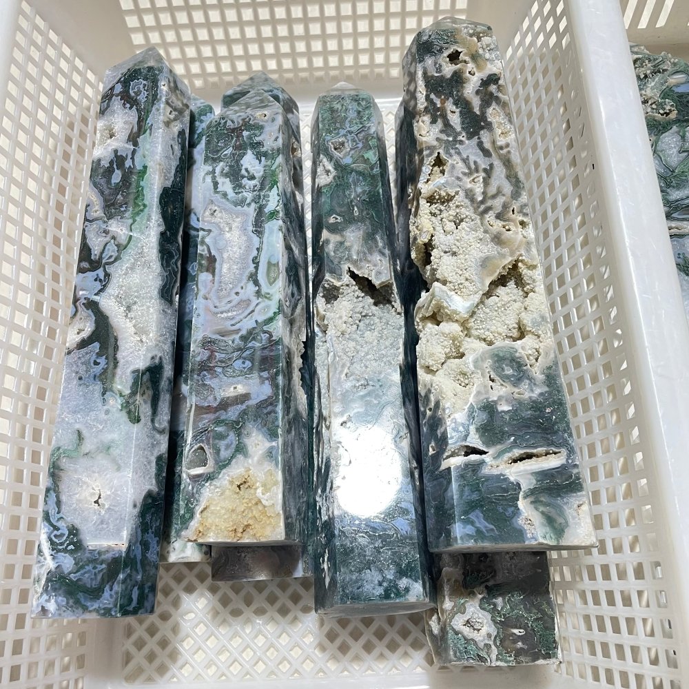 Big Moss Agate Points -Wholesale Crystals