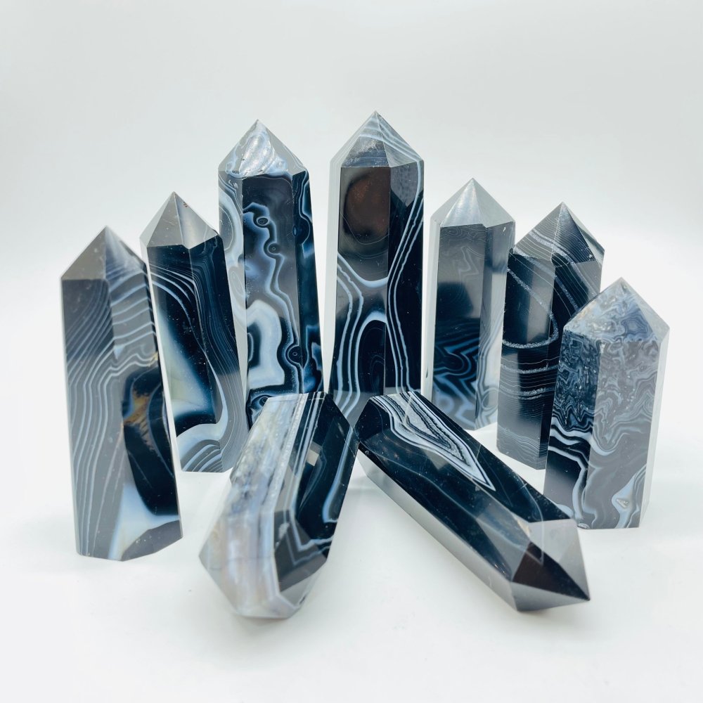 Black Agate Stripe Tower Points Crystal Wholesale -Wholesale Crystals