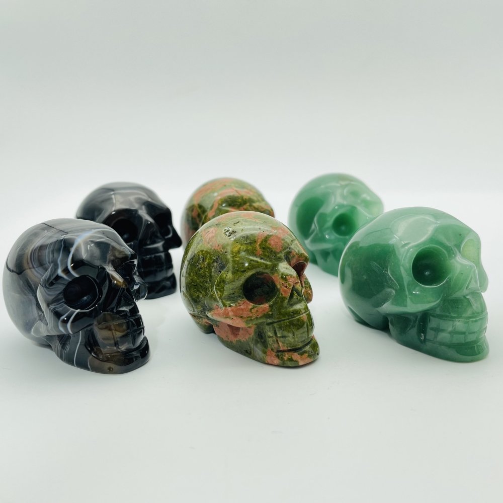 Black Agate Unakite Green Aventurine Skull Wholesale -Wholesale Crystals