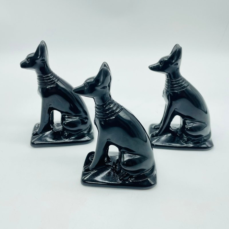 Black Obsidian Egyptian Anubis Dog Carving Wholesale -Wholesale Crystals