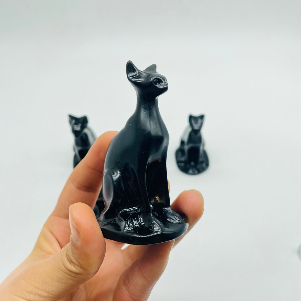 Black Obsidian Sphynx Hairless Cat Carving Animal Wholesale -Wholesale Crystals
