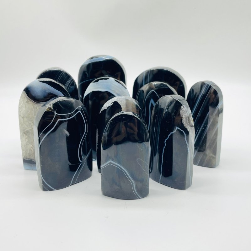 Black Stripe Agate Tombstone Shape Carving Wholesale -Wholesale Crystals