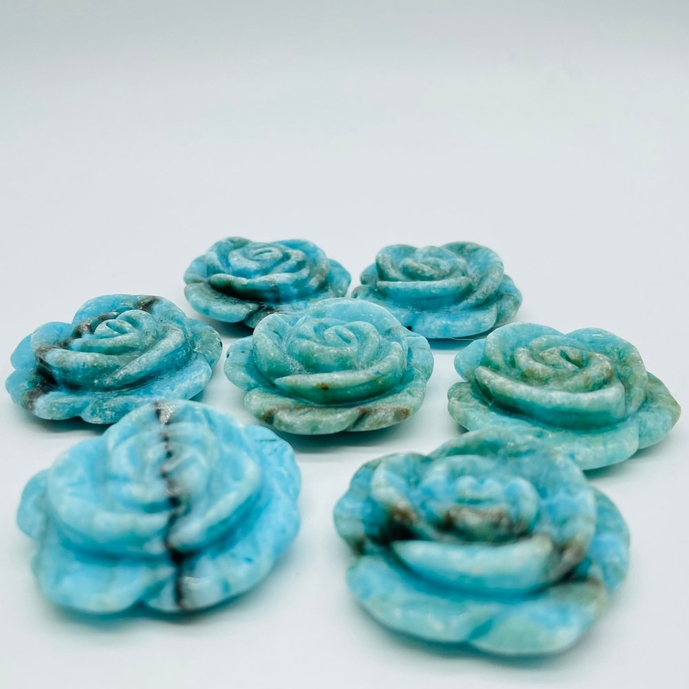 Blue Hemimorphite Rose Flower Carving Crystal Wholesale -Wholesale Crystals
