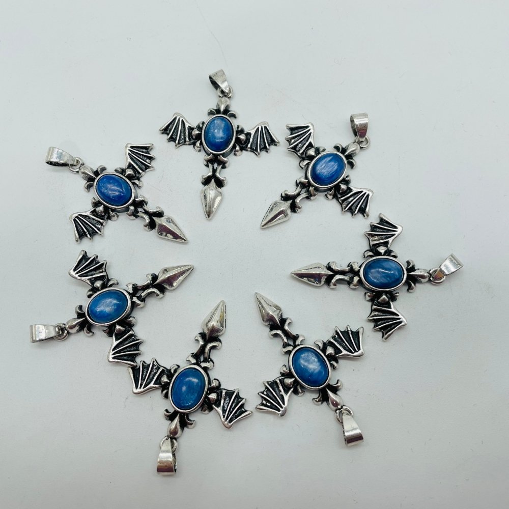 Blue Kyanite DIY Pendant Demon Sword Pendant Wholesale Gothic Sword with Devil Wing -Wholesale Crystals