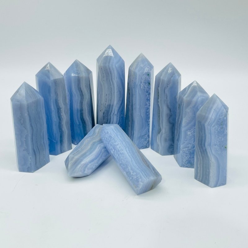 Blue Lace Agate Tower Point Crystal Wholesale -Wholesale Crystals
