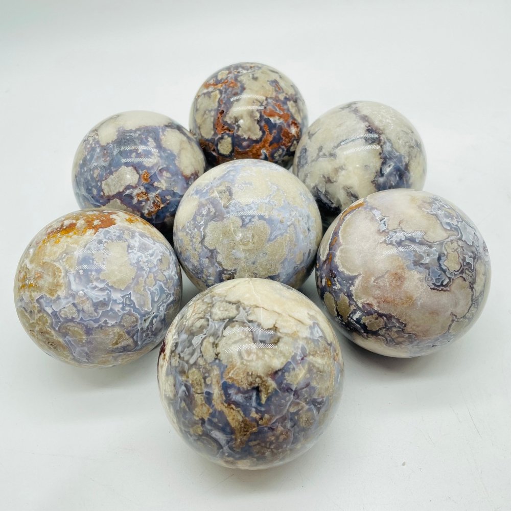 Blue Sakura Flower Agate Spheres Ball Wholesale -Wholesale Crystals