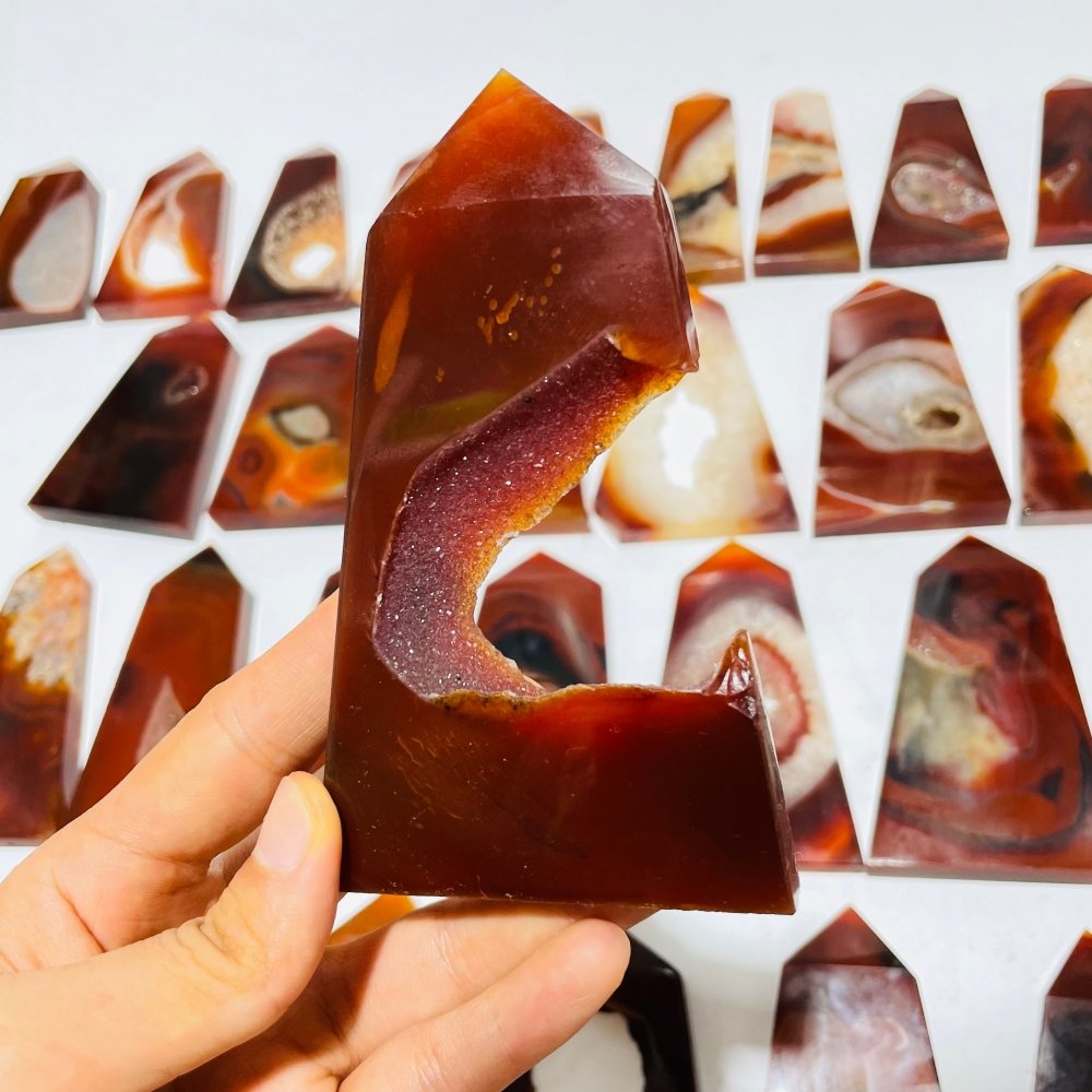35 Pieces Carnelian Geode Tower Points -Wholesale Crystals